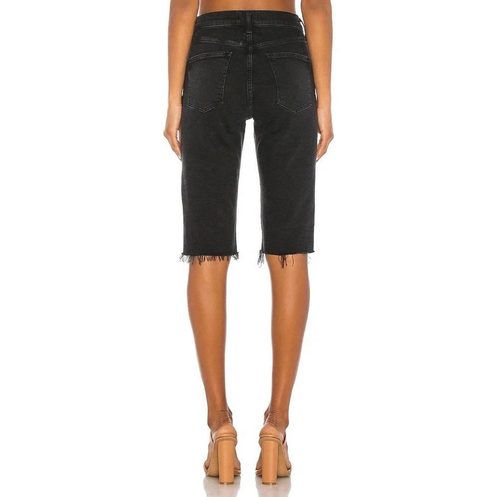 AGOLDE Carrie Stunner Leonie Hanne TikTok Retro Long Length Slim Shorts Black 25